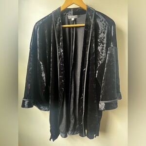PLEIONE Anthropologie Crushed Velvet Kimono Top‎ Black Witchy Whimsigoth Fairy S
